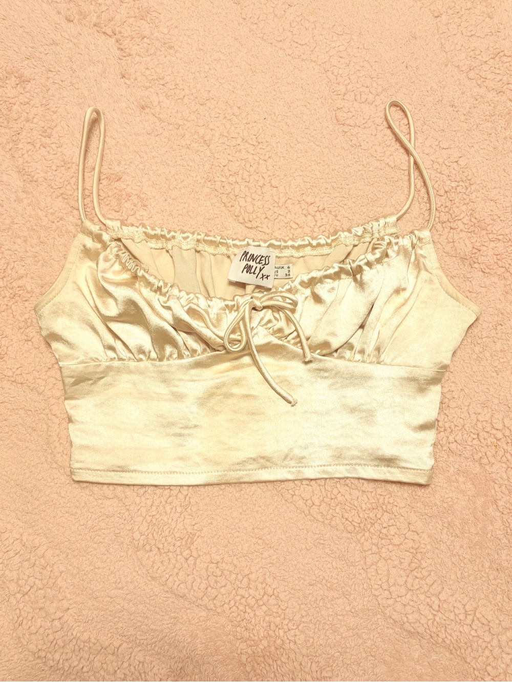 Princess Polly Satin Crop Cami - Champagne